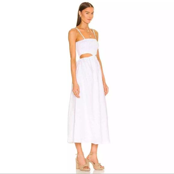 FAITHFULL THE BRAND Tayari Midi Dress in Plain White US 6 Medium 299.00 NWT - Picture 5 of 13